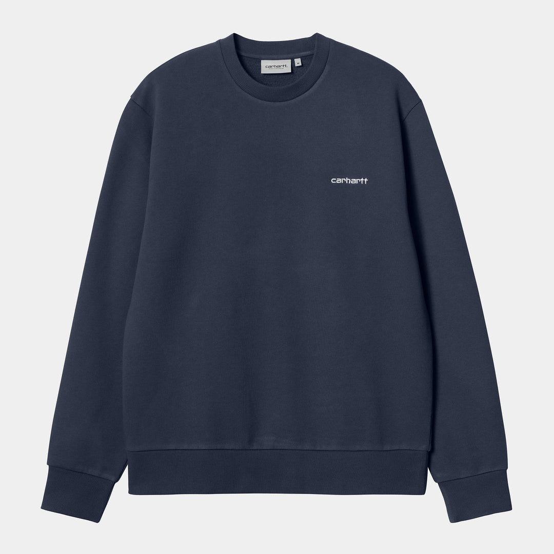 Script Embroidery Sweat Air Force Blue / White