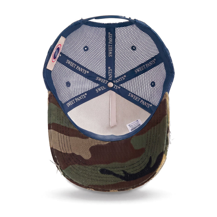 Casquette trucker Sweet Pants Home Run Cap Night, vue de dessous, doublure et visière camouflage