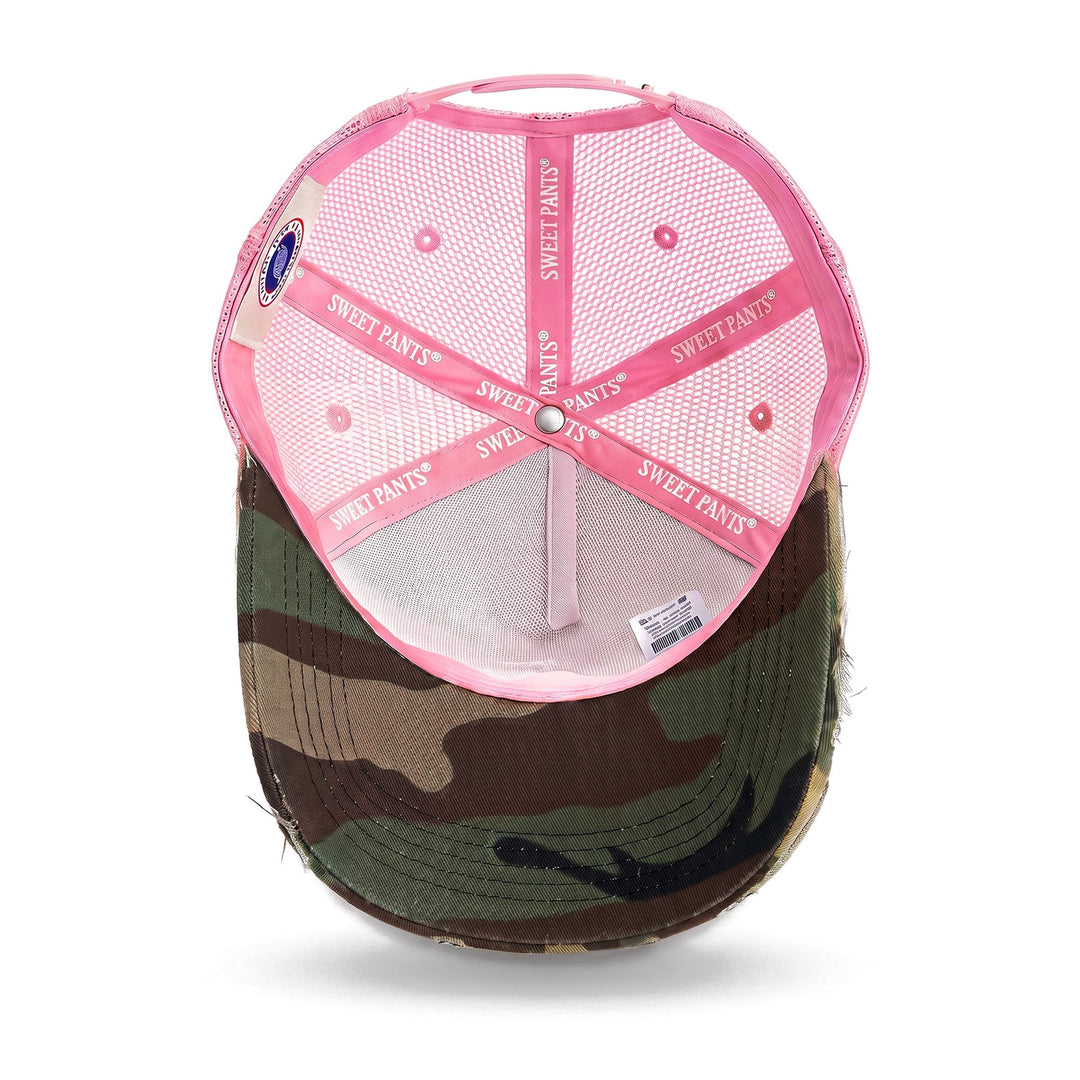 Casquette trucker Sweet Pants Home Run Cap Peony, vue de dessous, doublure et visière camouflage
