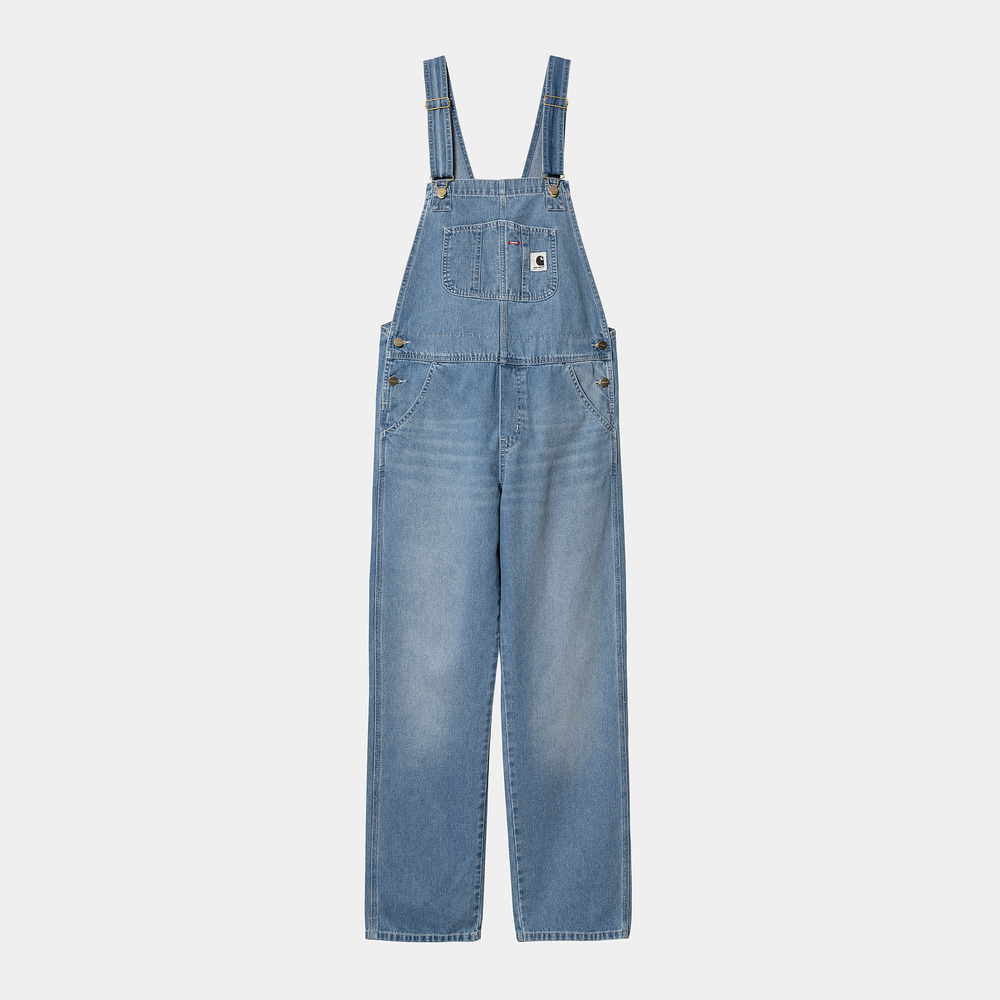 W' Bib Overall Straight Blue Light True Washed - The Road 1380