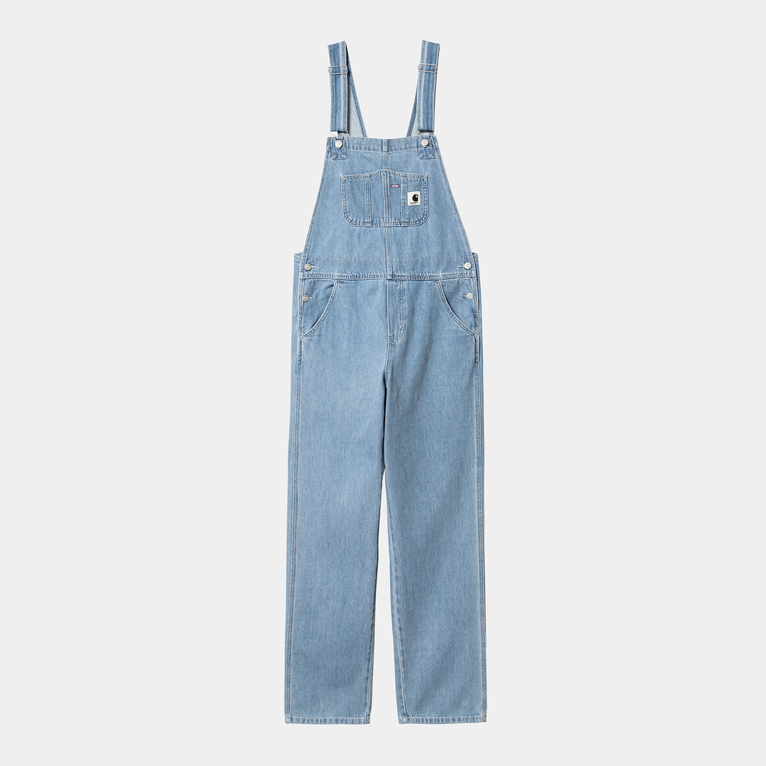 W' Bib Overall Straight Blue Stone Bleached