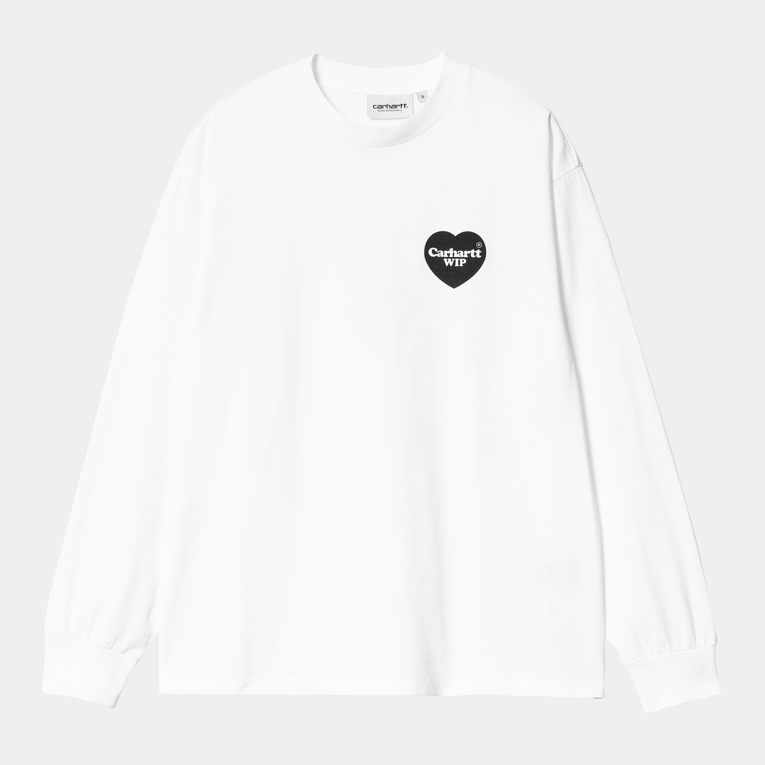 W' L/S Heart Bandana T-shirt White / Black Stone Washed