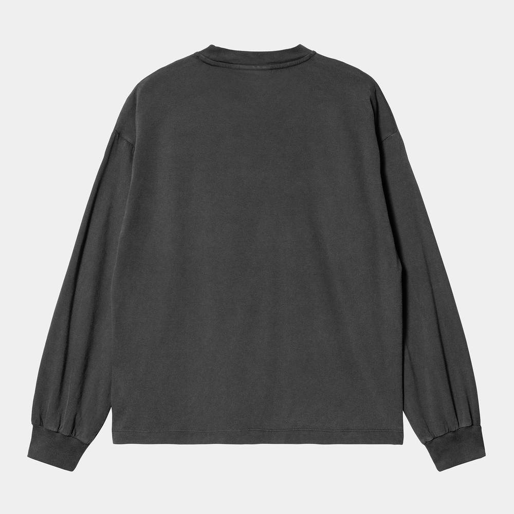 W' L/S Nelson T-shirt Black Garment Dyed - The Road 1380