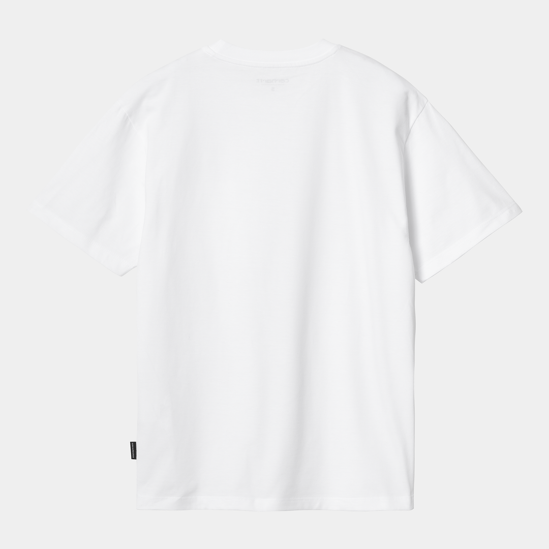 W' S/S Heart Train Pocket T-s White