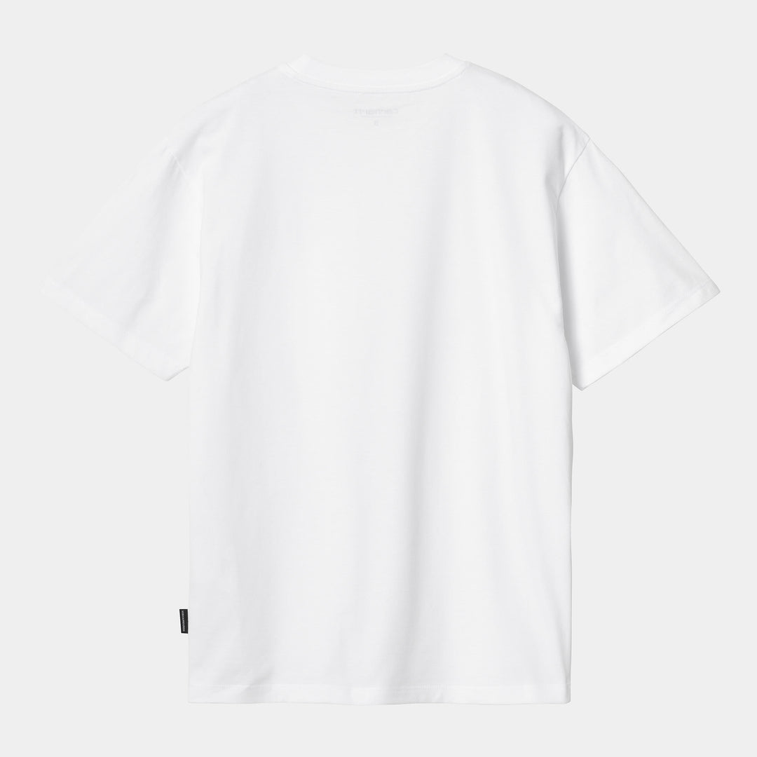 W' S/S Heart Train Pocket T-s White