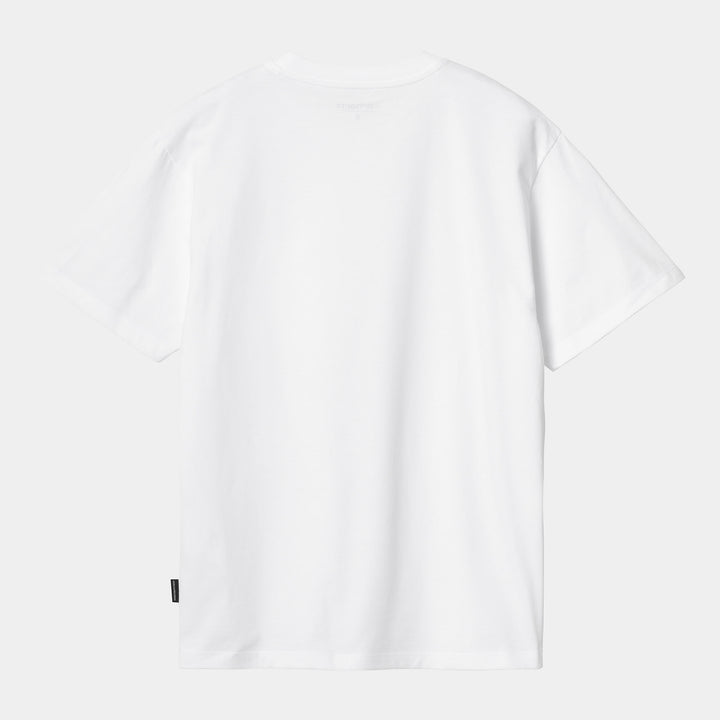 W' S/S Heart Train Pocket T-s White