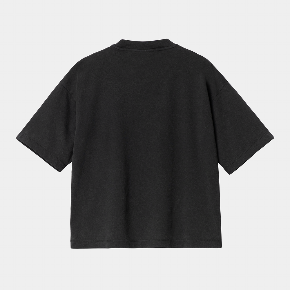 W' S/S Nelson T-shirt Black Garment Dyed - The Road 1380
