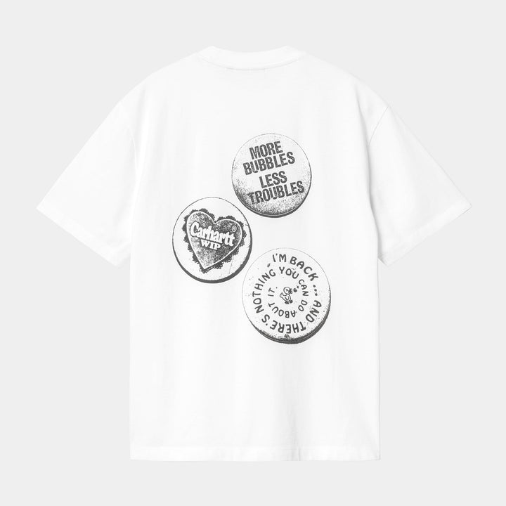 W' S/S Pins T-shirt White / Black Stone Washed