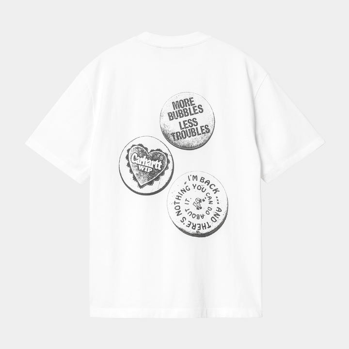 W' S/S Pins T-shirt White / Black Stone Washed