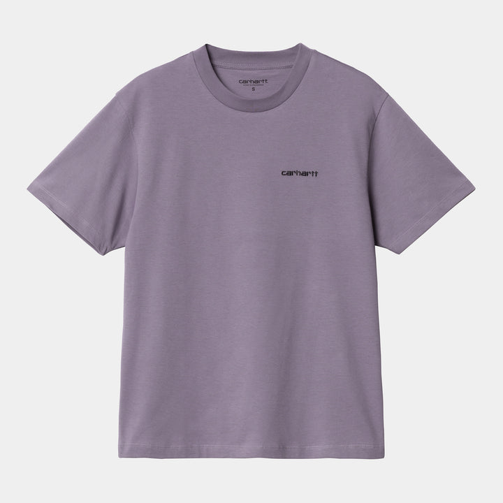 W' S/S Script Embroidery T-s Glassy Purple / Black