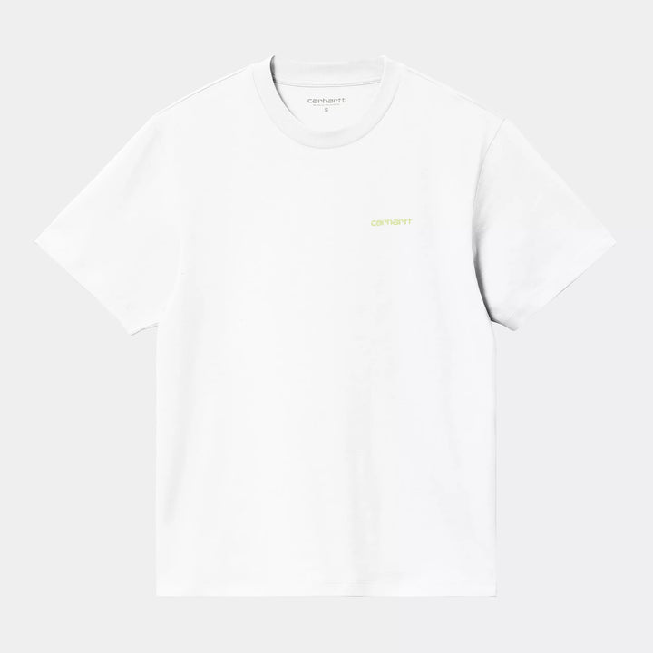 W' S/S Script Embroidery T-s White / Air Green