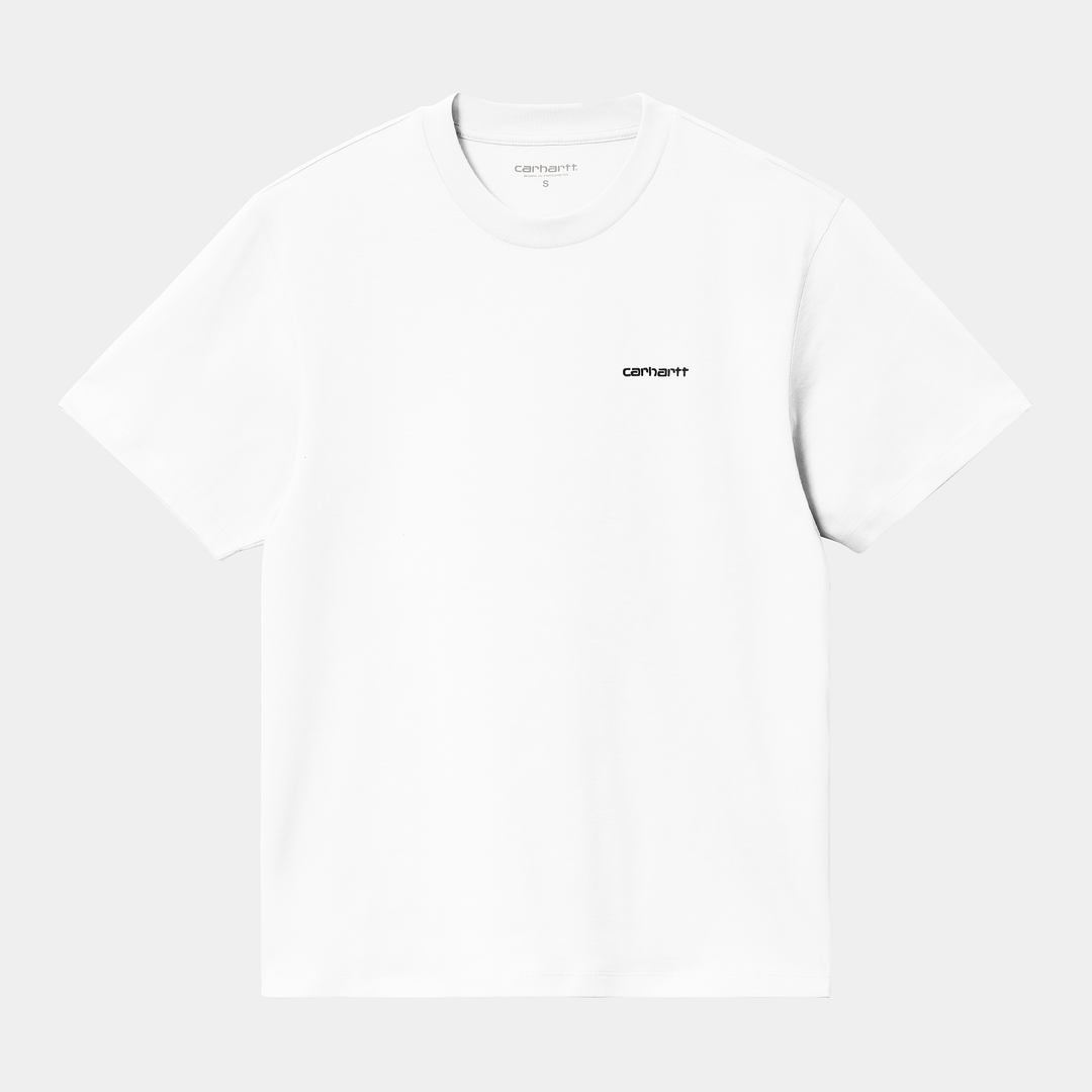 W' S/S Script Embroidery T-s White / Black