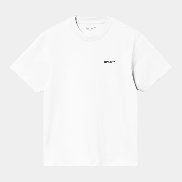 W' S/S Script Embroidery T-s White / Black