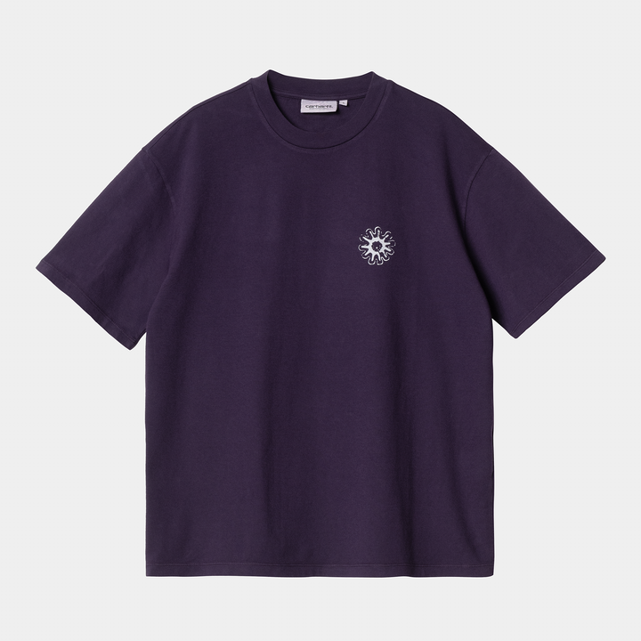 W' S/S Splash T-shirt Cassis Pigment Garment Dyed